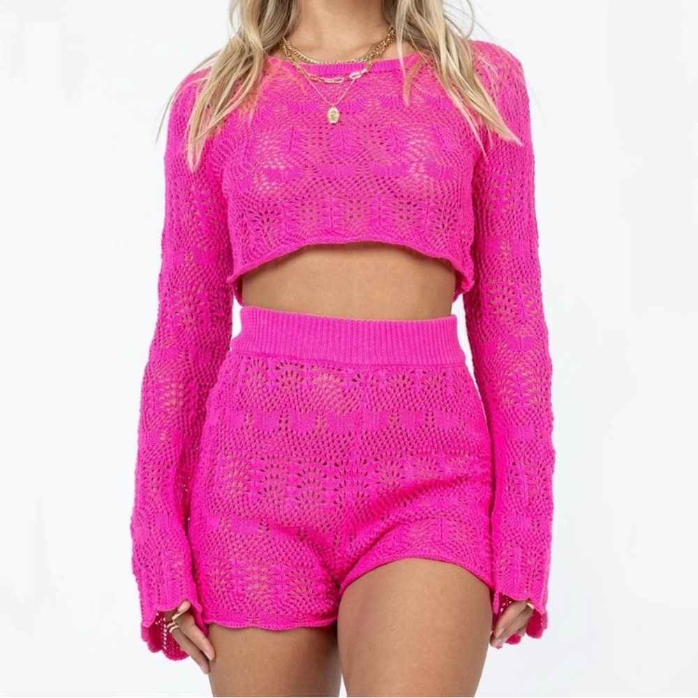 Princess Polly Hot Pink Crochet Set Sz S/M